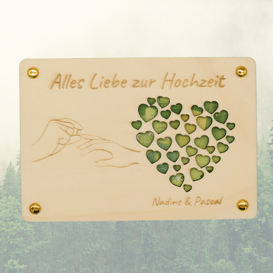 Personalisiertes Geldgeschenk aus Holz zur Hochzeit – Alles Liebe zur Hochzeit