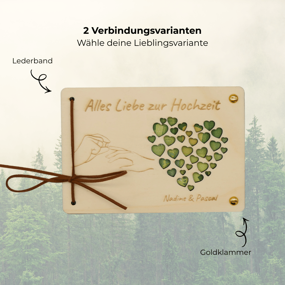 Personalisiertes Geldgeschenk aus Holz zur Hochzeit – Alles Liebe zur Hochzeit