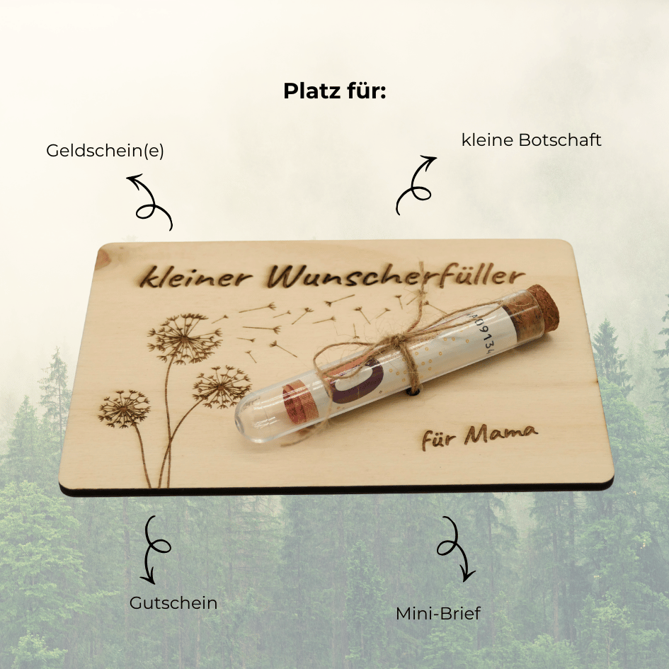 Personalisiertes Geldgeschenk aus Holz – Kleiner Wunscherfüller