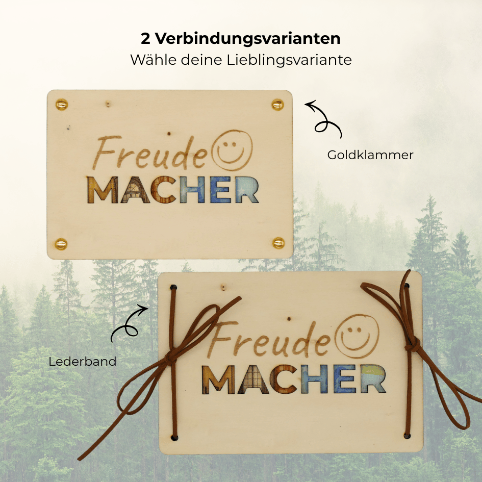 Holzkarte „Freude Macher“ – Perfekt für Geldgeschenke