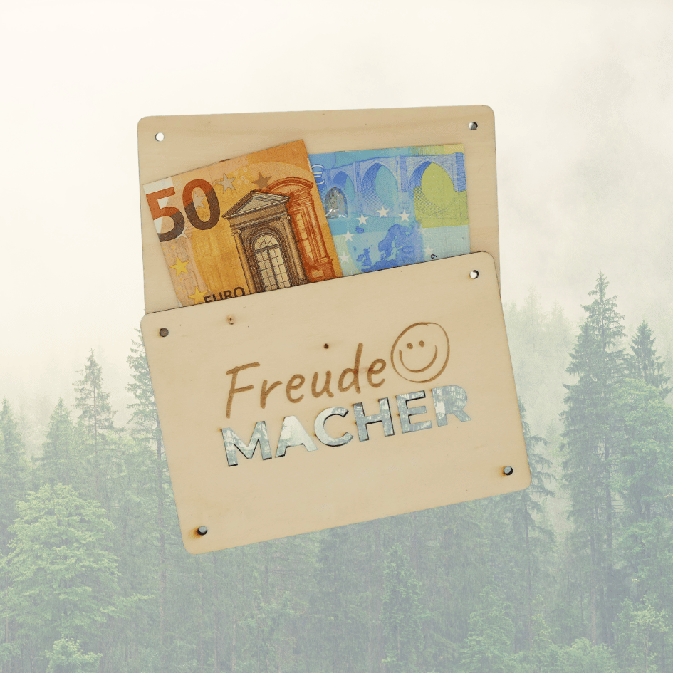 Holzkarte „Freude Macher“ – Perfekt für Geldgeschenke