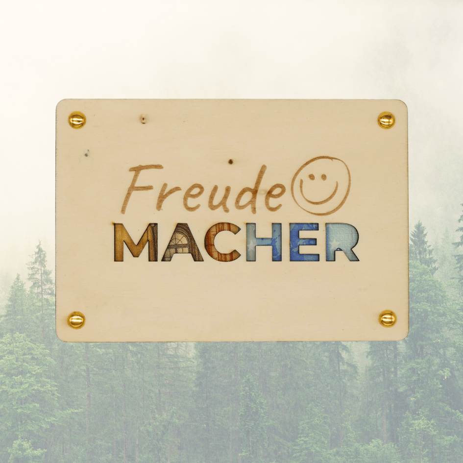 Holzkarte „Freude Macher“ – Perfekt für Geldgeschenke