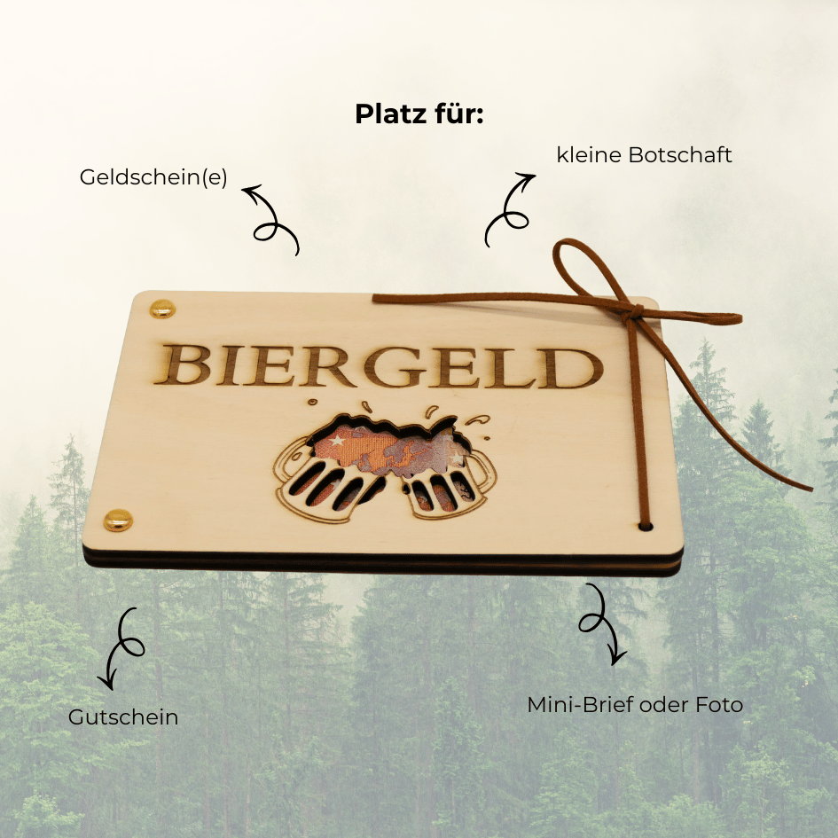 Geldgeschenk aus Holz zum Geburtstag – Biergeld