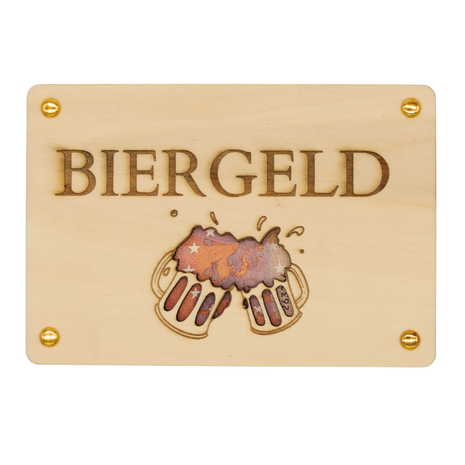 Geldgeschenk aus Holz zum Geburtstag – Biergeld
