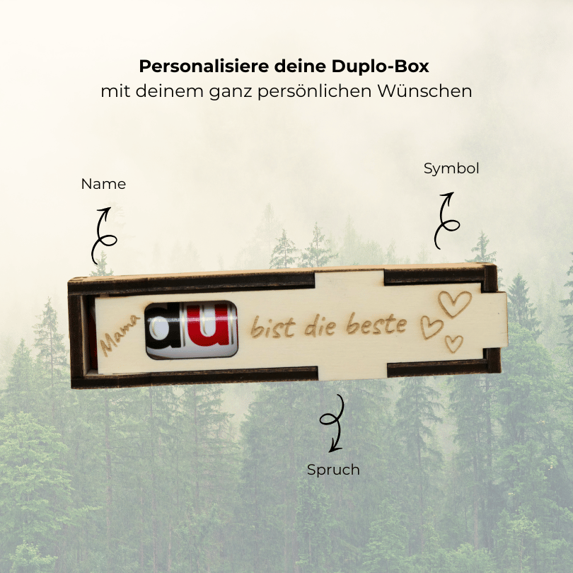Personalisierte Holzbox mit Duplo® – Kleine Aufmerksamkeit mit Namensgravur & Wunschtext