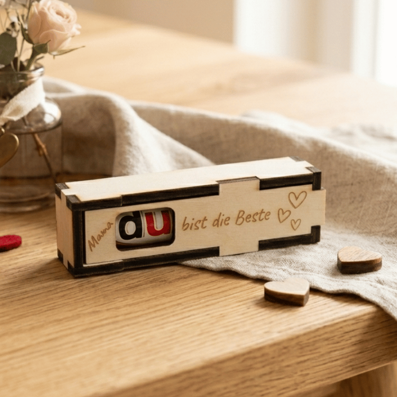 Personalisierte Holzbox mit Duplo® – liebevolle Aufmerksamkeit zum Muttertag mit Namensgravur & Wunschtext