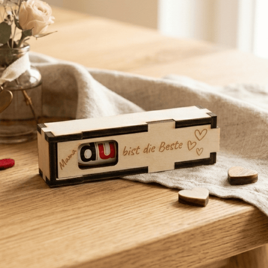 Personalisierte Holzbox mit Duplo® – liebevolle Aufmerksamkeit zum Muttertag mit Namensgravur & Wunschtext