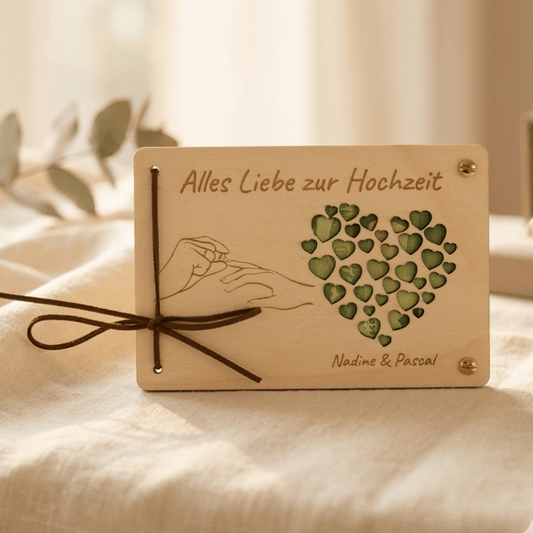 Personalisiertes Geldgeschenk aus Holz zur Hochzeit – Alles Liebe zur Hochzeit