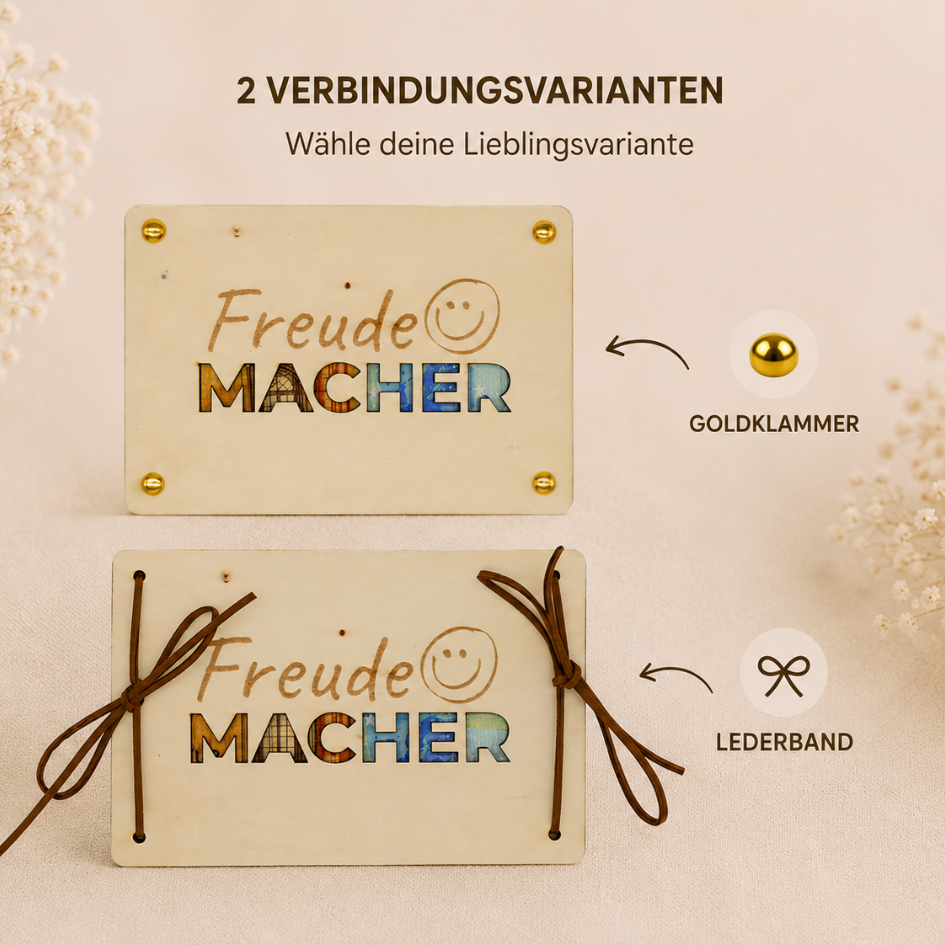 Personalisiertes Geldgeschenk aus Holz zur Hochzeit – Eukalyptus Herzen