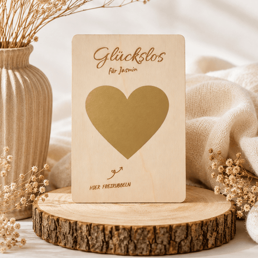 Personalisierbares Glückslos – Herz zum Freirubbeln