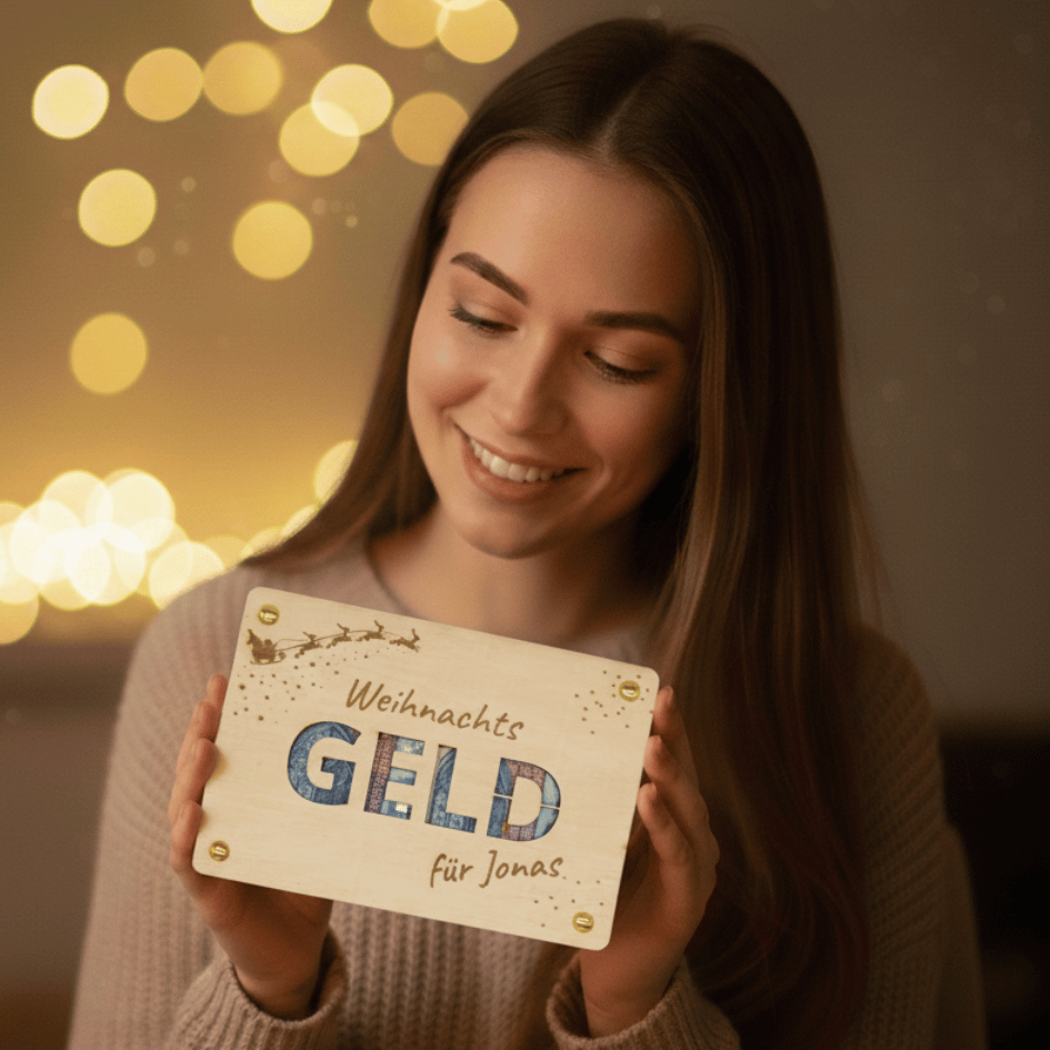 Holzkarte „Weihnachtsgeld“ – Geldgeschenk zu Weihnachten