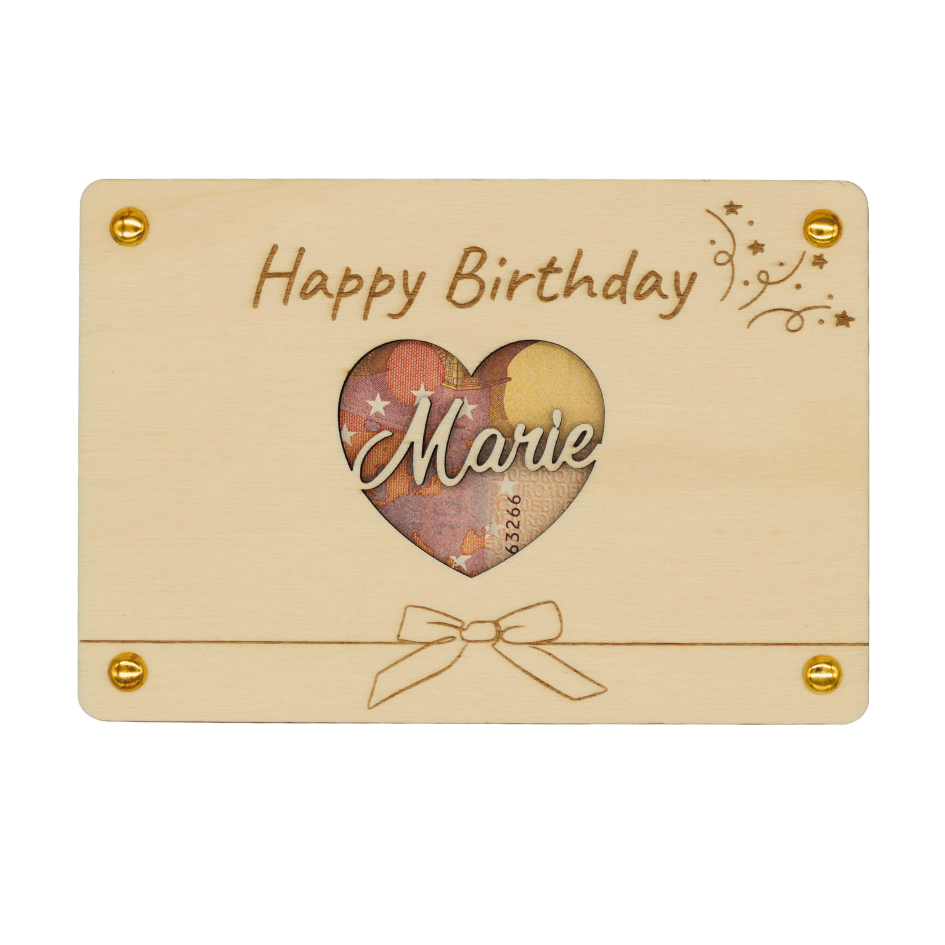 Personalisiertes Geldgeschenk aus Holz zum Geburtstag – Happy Birthday