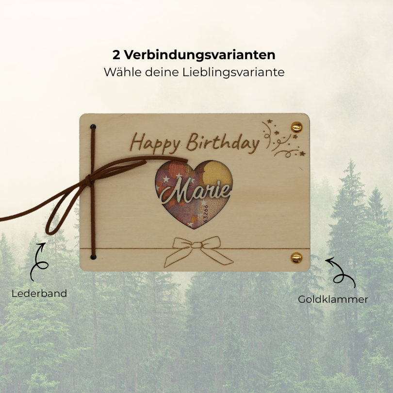 Personalisiertes Geldgeschenk aus Holz zum Geburtstag – Happy Birthday