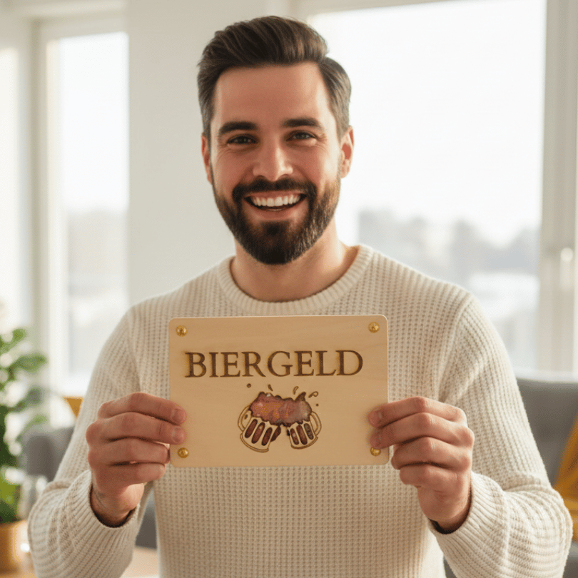 Geldgeschenk aus Holz zum Geburtstag – Biergeld
