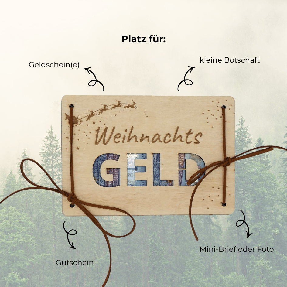 Holzkarte „Weihnachtsgeld“ – Geldgeschenk zu Weihnachten