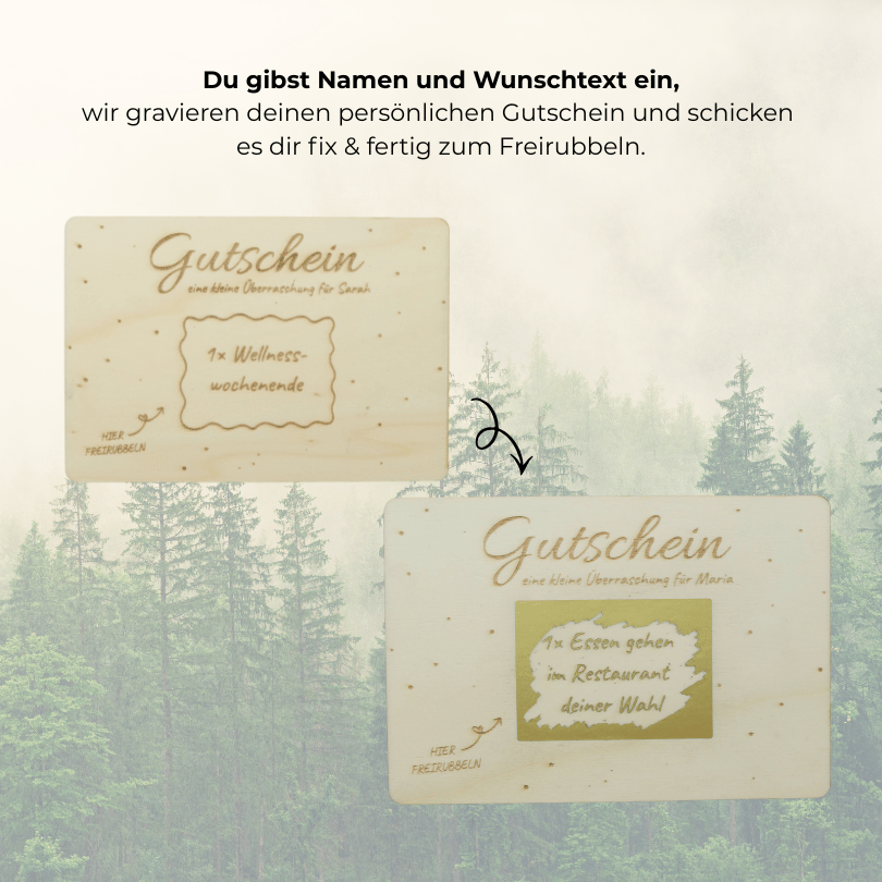 Personalisierbares Gutschein zum Freirubbeln