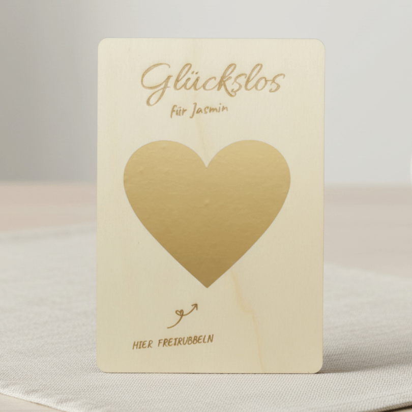 Personalisierbares Glückslos – Herz zum Freirubbeln