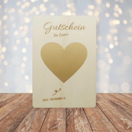 Personalisierbares Gutschein – Herz zum Freirubbeln