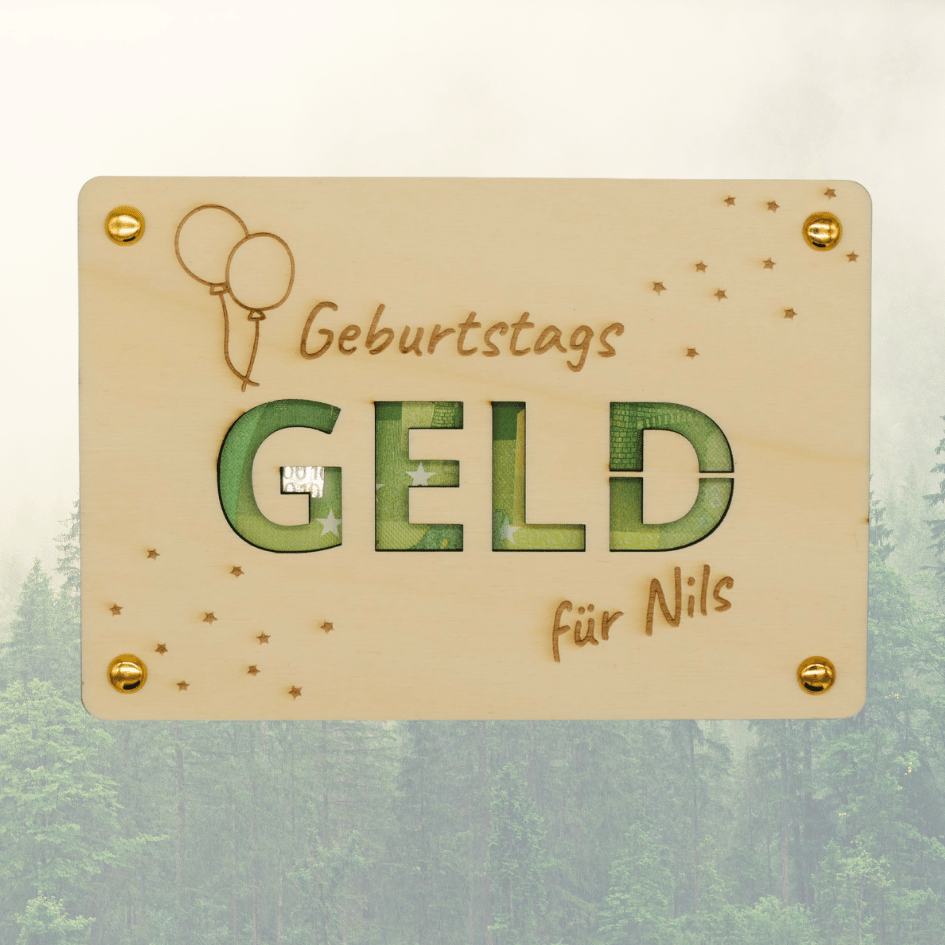 Personalisiertes Geldgeschenk aus Holz zum Geburtstag – Geburtstagsgeld